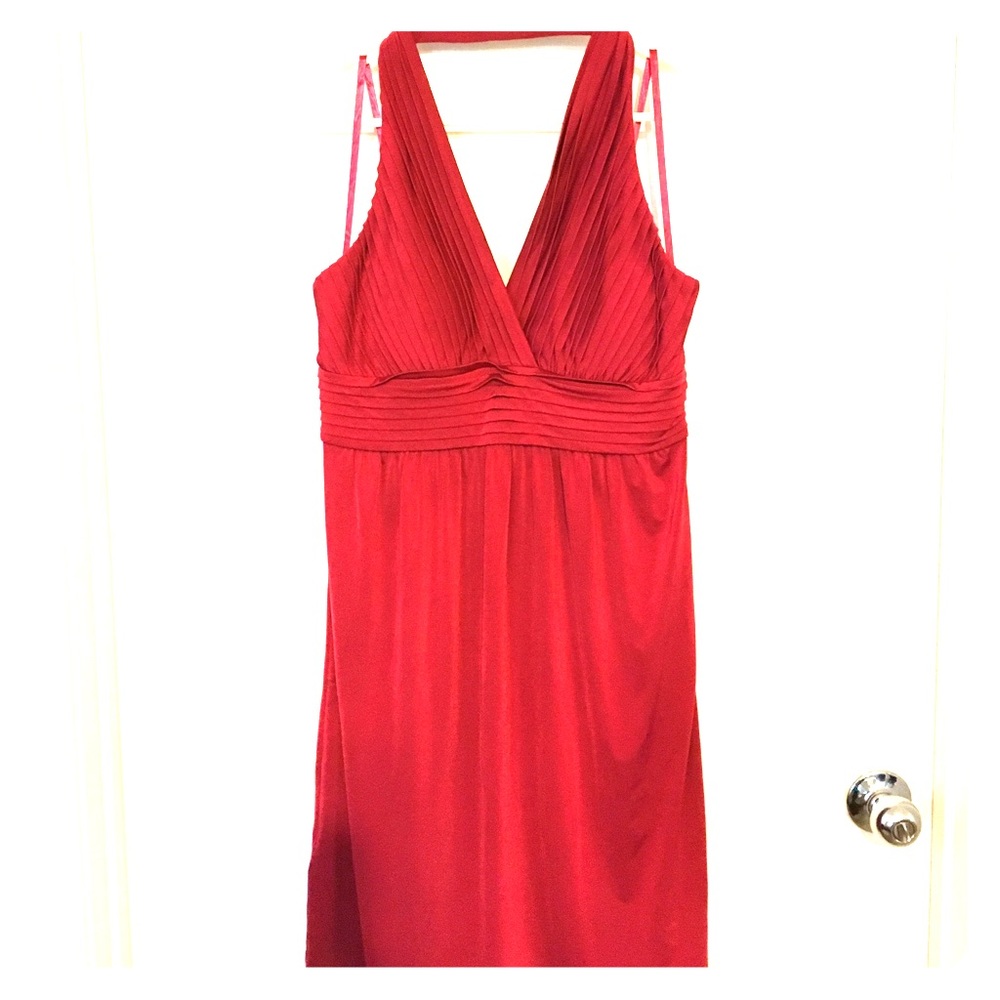 Red halter dress